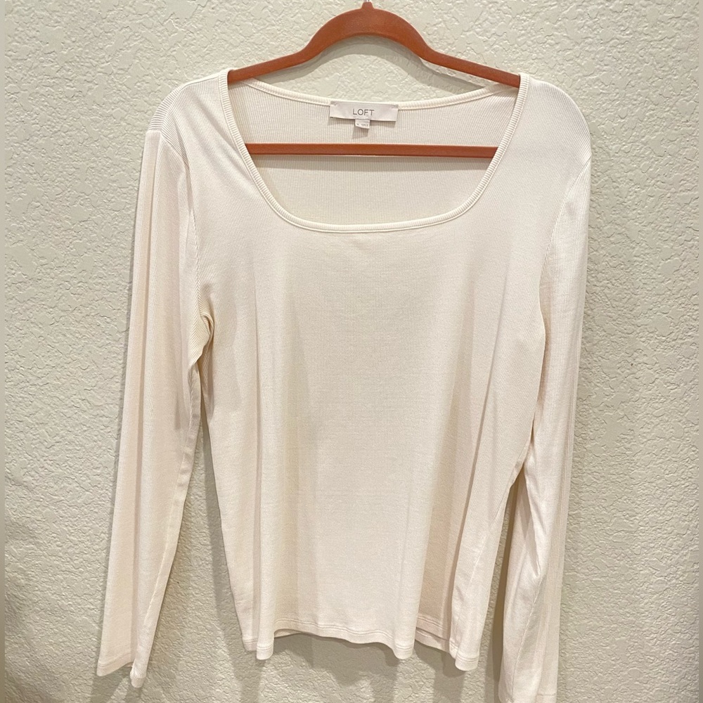 Square Neck Ribbed Long Sleeve